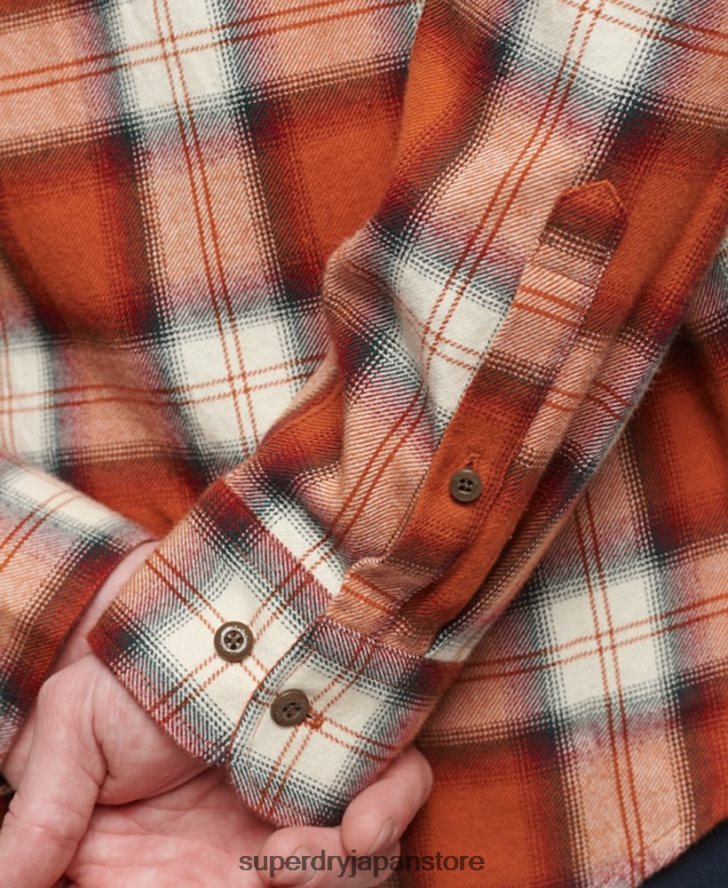 オーガニックコットン ヴィンテージ ランバージャック シャツ 男性 Superdry 衣類 オレンジ 2J62PZ187