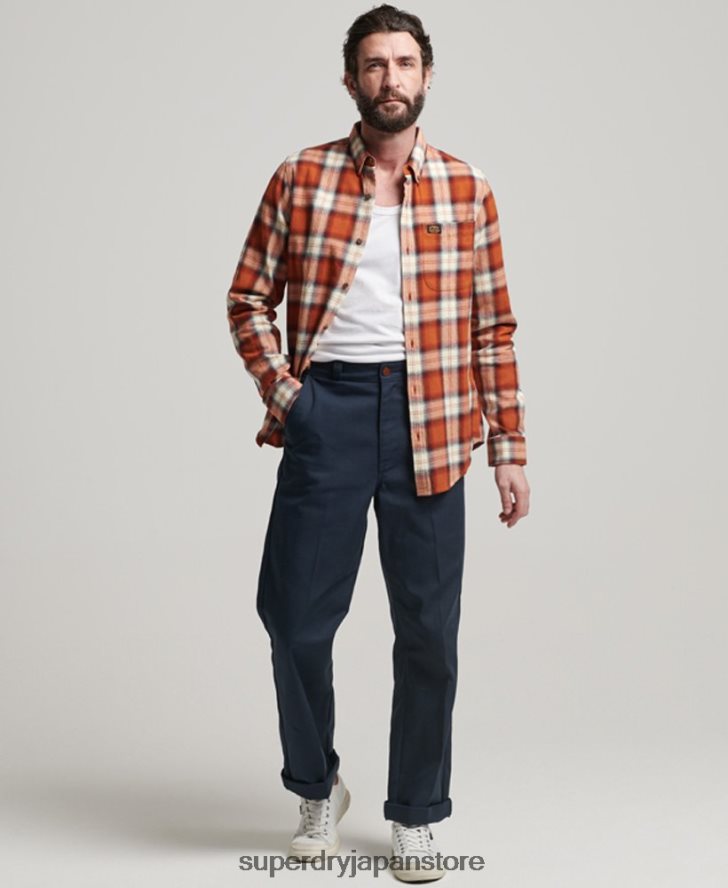 オーガニックコットン ヴィンテージ ランバージャック シャツ 男性 Superdry 衣類 オレンジ 2J62PZ187
