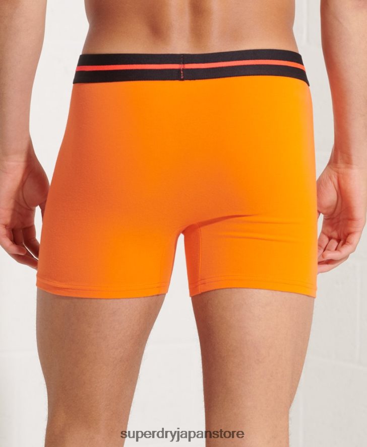 オーガニックコットンボクサー ダブルパック 男性 Superdry 衣類 オレンジ 2J62PZ1881