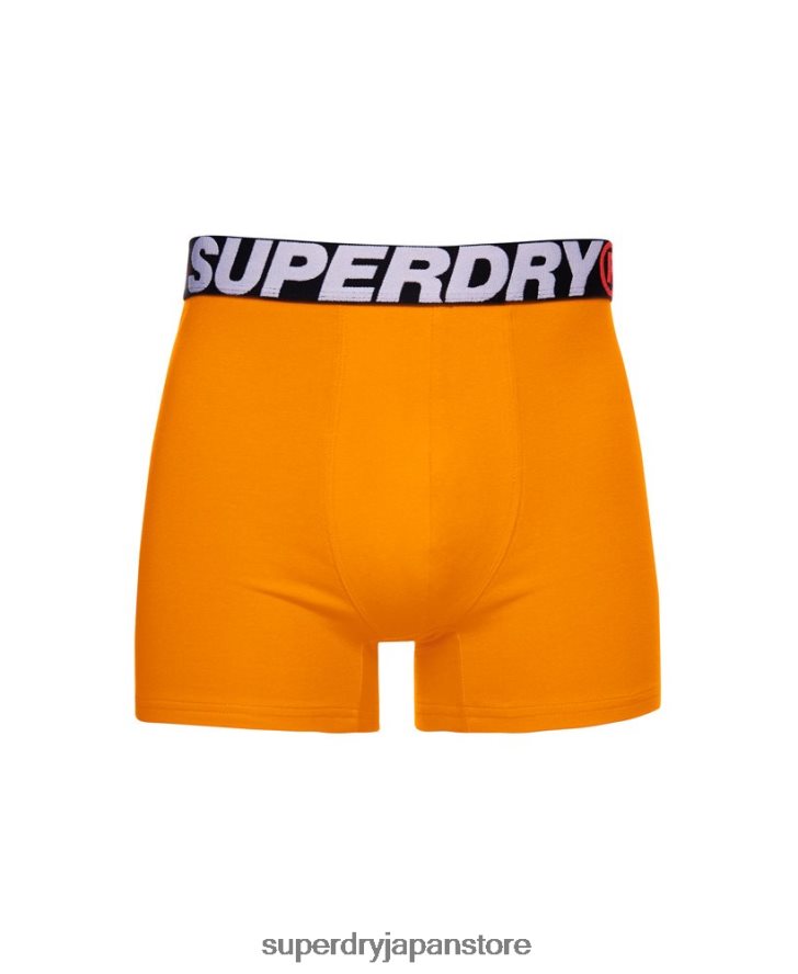 オーガニックコットンボクサー ダブルパック 男性 Superdry 衣類 オレンジ 2J62PZ1881