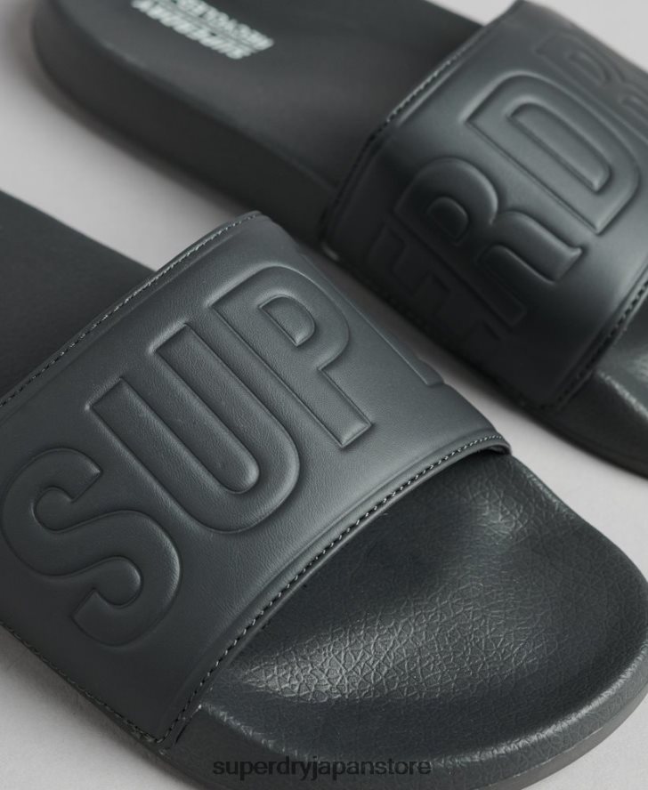 コードコアプールスライダー 男性 Superdry 靴 濃い灰色 2J62PZ1889