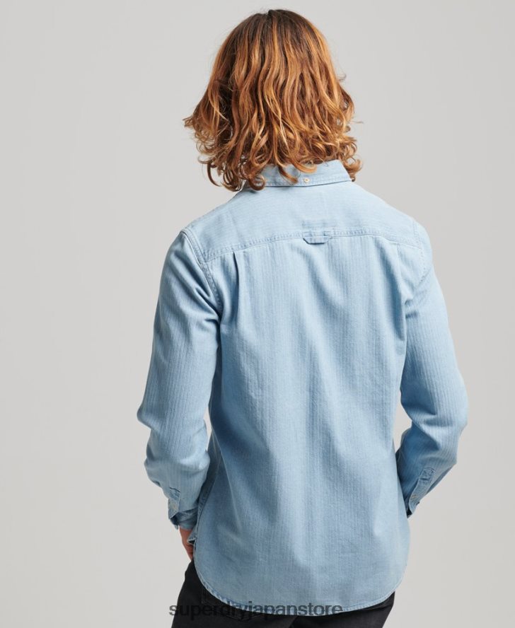 コットンワークウェア長袖シャツ 男性 Superdry 衣類 ライトブルー 2J62PZ188