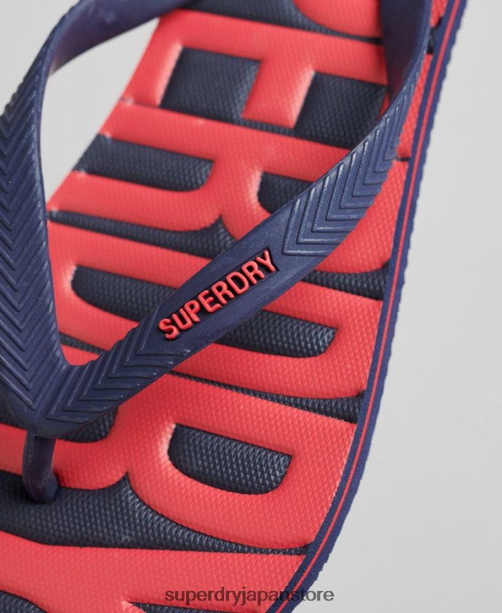 ビーガンビーチサンダル 男性 Superdry 靴 海軍 2J62PZ1896