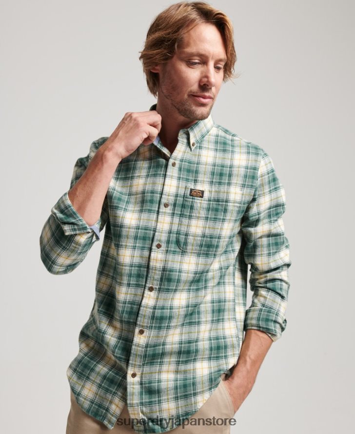 オーガニックコットン ヴィンテージ ランバージャック シャツ 男性 Superdry 衣類 緑 2J62PZ190