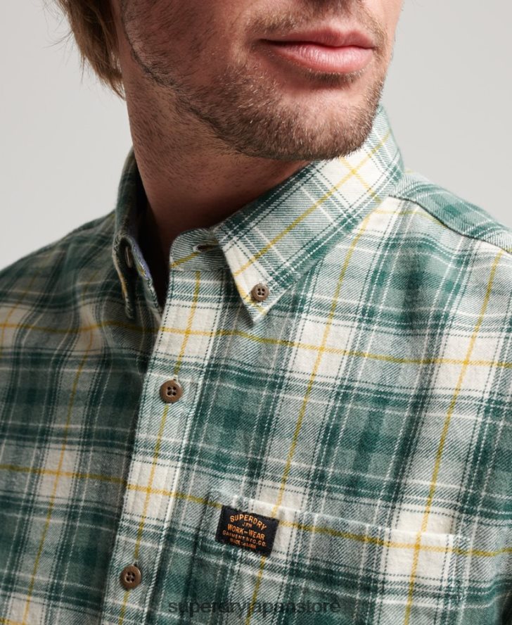 オーガニックコットン ヴィンテージ ランバージャック シャツ 男性 Superdry 衣類 緑 2J62PZ190