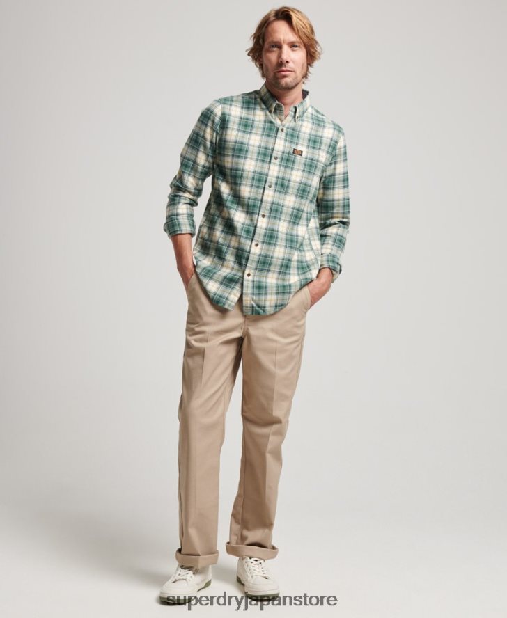 オーガニックコットン ヴィンテージ ランバージャック シャツ 男性 Superdry 衣類 緑 2J62PZ190