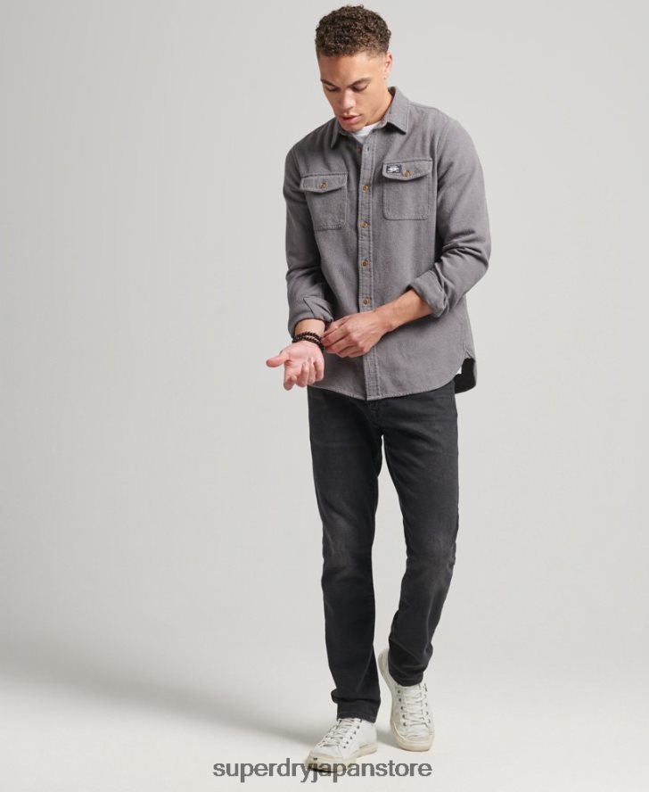 オーガニックコットン トレイルズマン フランネルシャツ 男性 Superdry 衣類 グレー 2J62PZ192