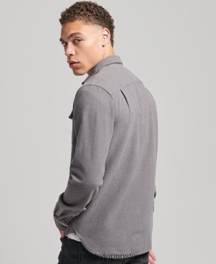 オーガニックコットン トレイルズマン フランネルシャツ 男性 Superdry 衣類 グレー 2J62PZ192