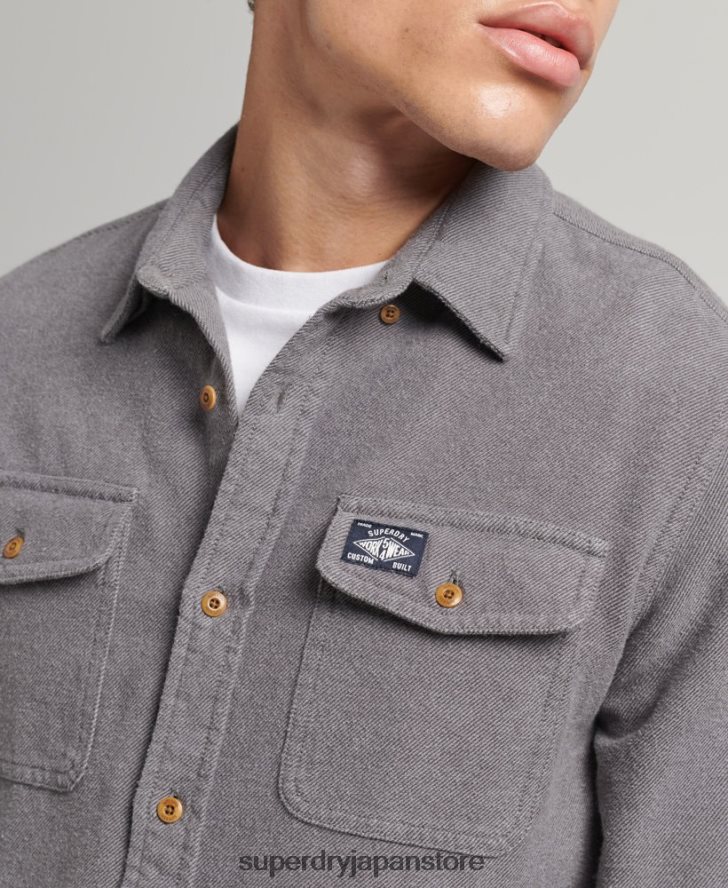 オーガニックコットン トレイルズマン フランネルシャツ 男性 Superdry 衣類 グレー 2J62PZ192