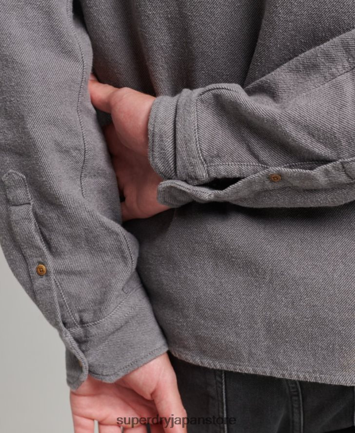 オーガニックコットン トレイルズマン フランネルシャツ 男性 Superdry 衣類 グレー 2J62PZ192