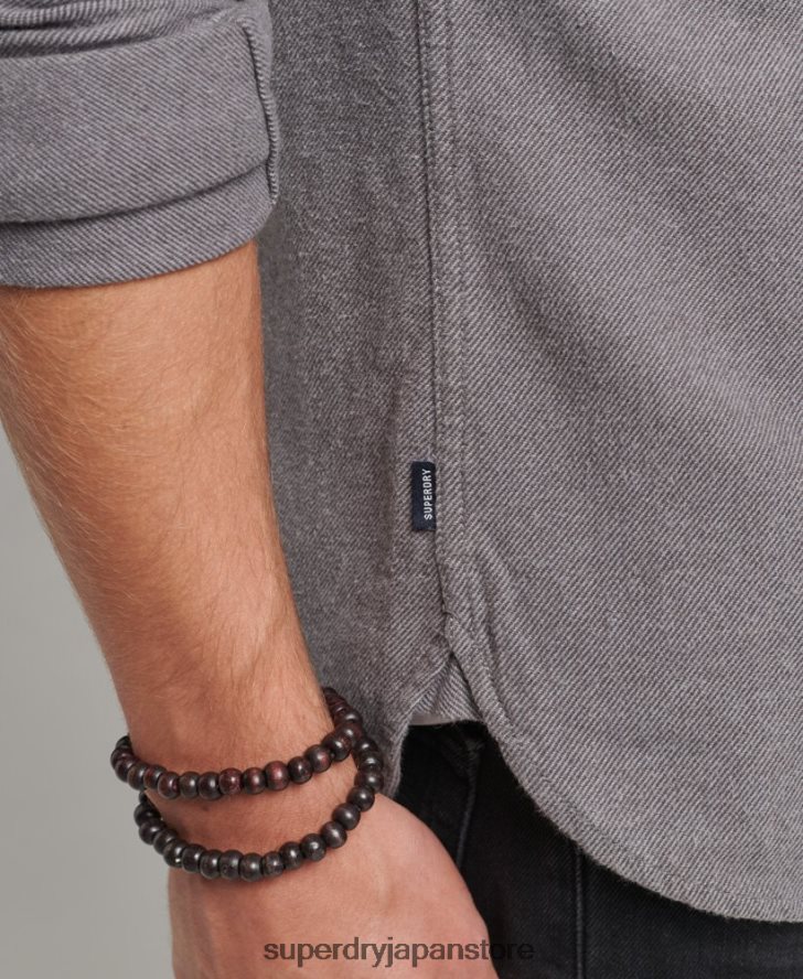 オーガニックコットン トレイルズマン フランネルシャツ 男性 Superdry 衣類 グレー 2J62PZ192