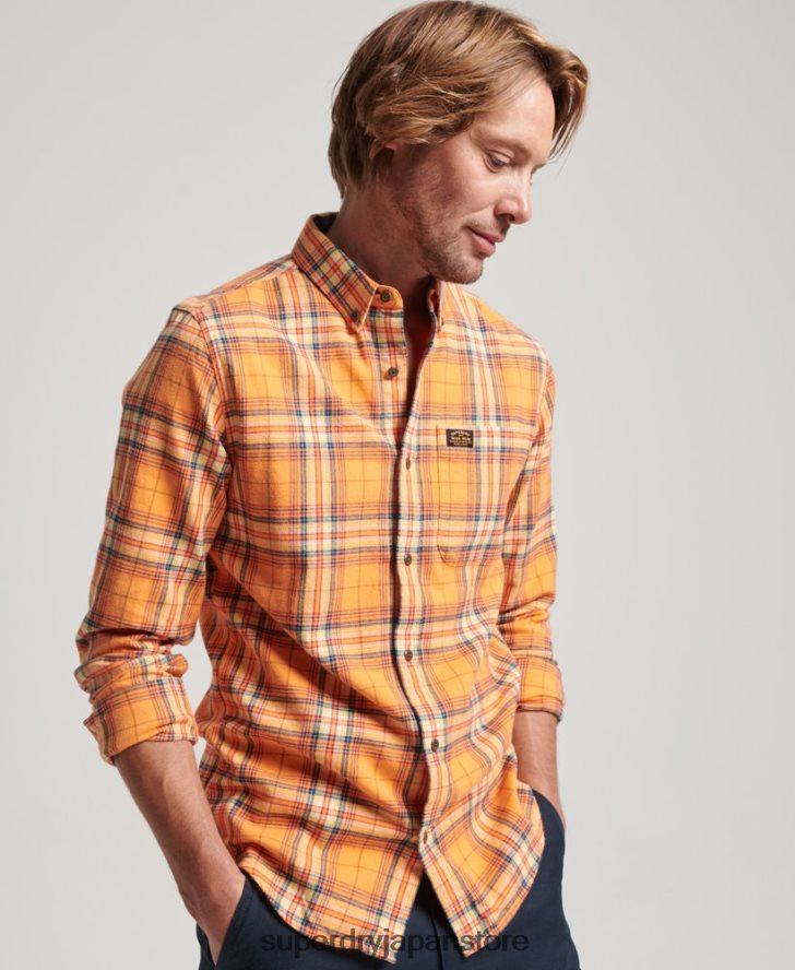 オーガニックコットン ランバージャックチェックシャツ 男性 Superdry 衣類 オレンジ 2J62PZ193