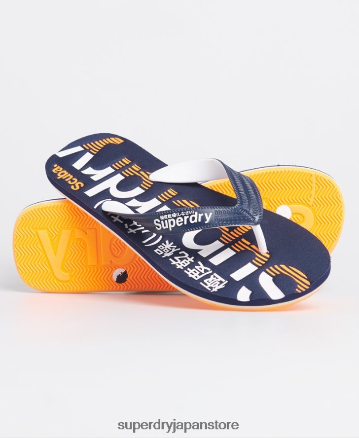 クラシックロゴ ビーチサンダル 男性 Superdry 靴 海軍 2J62PZ1936