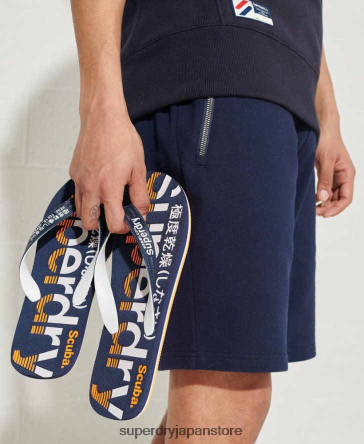 クラシックロゴ ビーチサンダル 男性 Superdry 靴 海軍 2J62PZ1936