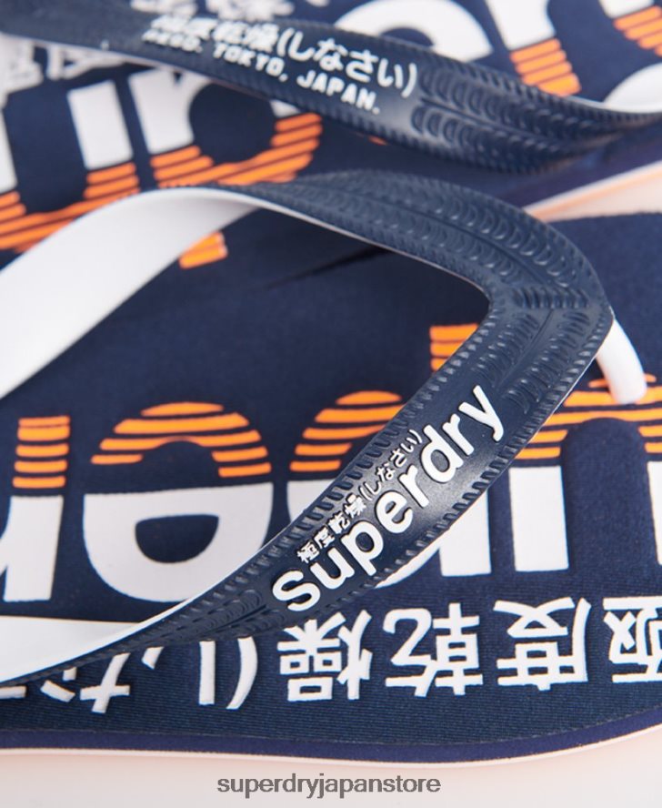 クラシックロゴ ビーチサンダル 男性 Superdry 靴 海軍 2J62PZ1936