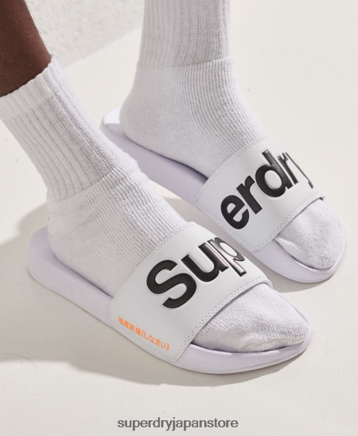 クラシックロゴスライダー 男性 Superdry 靴 白 2J62PZ1939