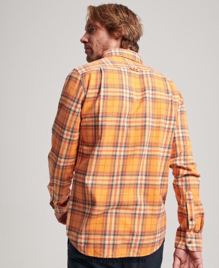 オーガニックコットン ランバージャックチェックシャツ 男性 Superdry 衣類 オレンジ 2J62PZ193