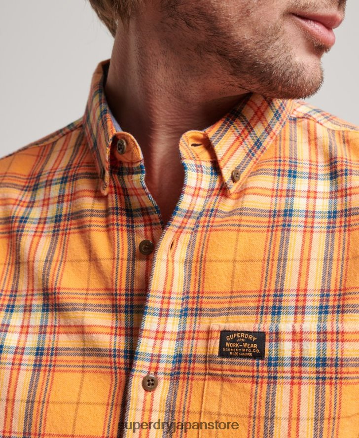オーガニックコットン ランバージャックチェックシャツ 男性 Superdry 衣類 オレンジ 2J62PZ193