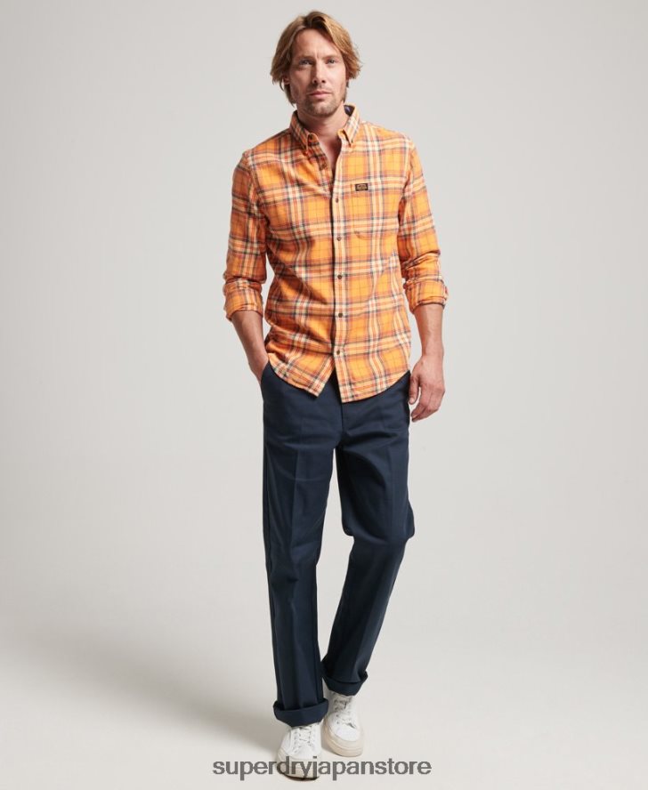 オーガニックコットン ランバージャックチェックシャツ 男性 Superdry 衣類 オレンジ 2J62PZ193