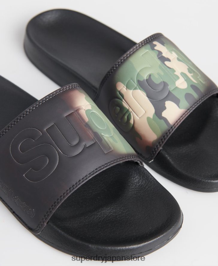 マジックカモ柄のビーチスライダー 男性 Superdry 靴 緑 2J62PZ1945