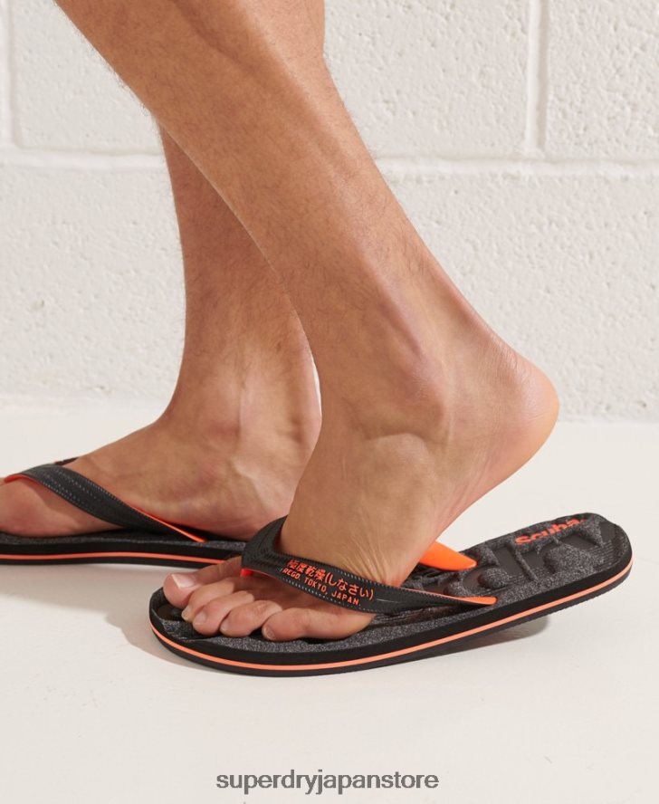 エッセンシャル ロゴ ビーチサンダル 男性 Superdry 靴 濃い灰色 2J62PZ1947