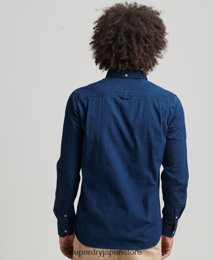 コットンワークウェア長袖シャツ 男性 Superdry 衣類 濃紺 2J62PZ194