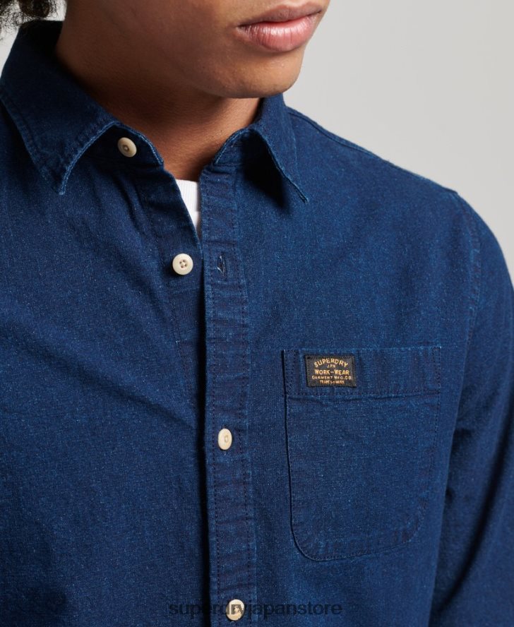 コットンワークウェア長袖シャツ 男性 Superdry 衣類 濃紺 2J62PZ194