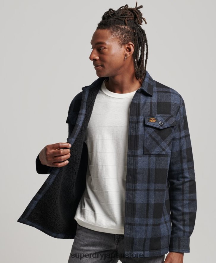 シェルパ裏地ミラーウールオーバーシャ​​ツ 男性 Superdry 衣類 濃い灰色 2J62PZ195