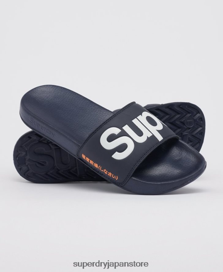 クラシックロゴスライダー 男性 Superdry 靴 海軍 2J62PZ1952