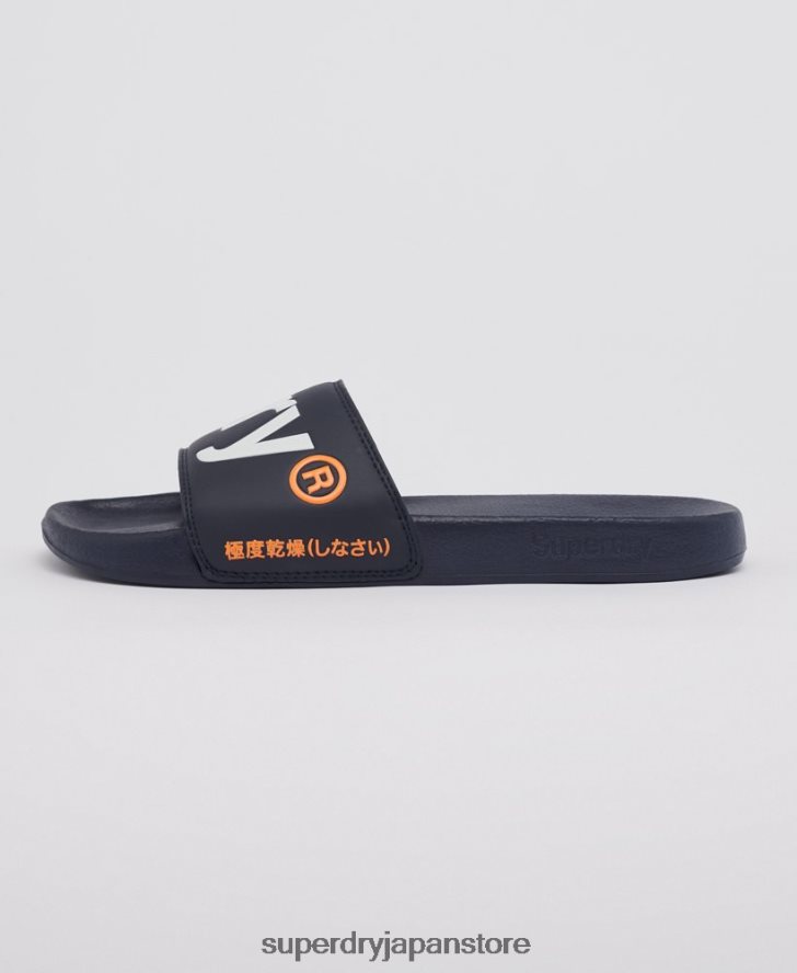 クラシックロゴスライダー 男性 Superdry 靴 海軍 2J62PZ1952