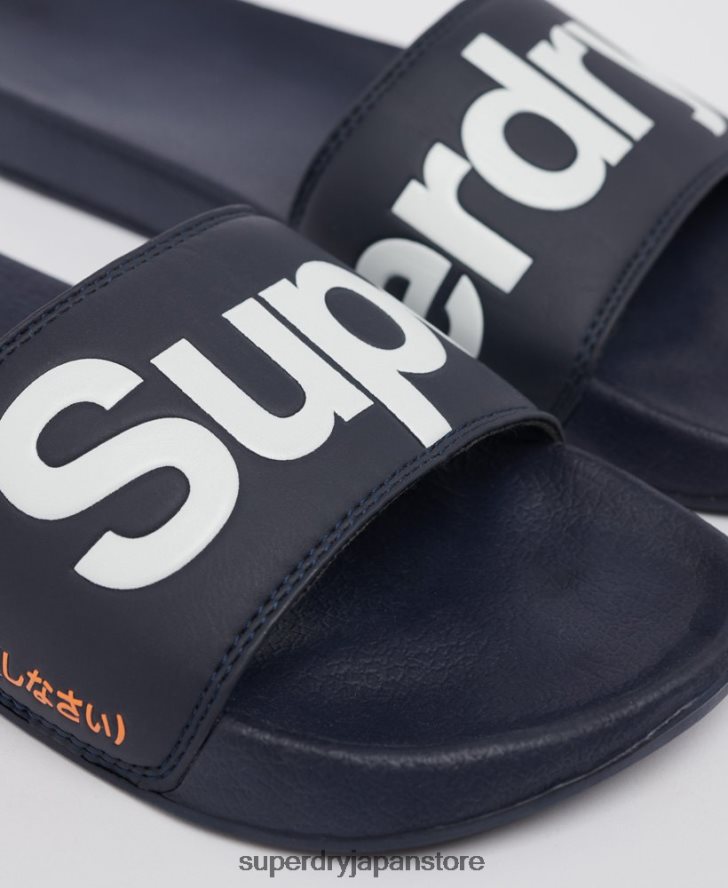 クラシックロゴスライダー 男性 Superdry 靴 海軍 2J62PZ1952