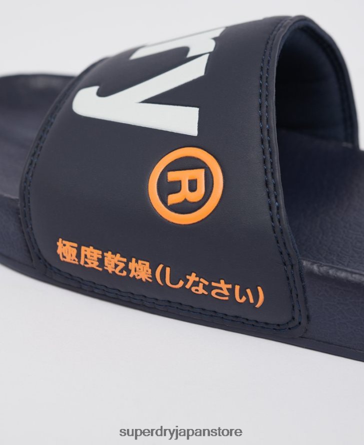 クラシックロゴスライダー 男性 Superdry 靴 海軍 2J62PZ1952