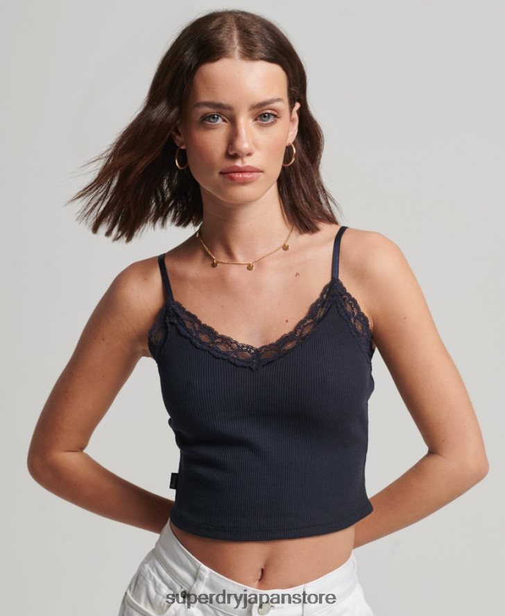 リブレーストリムキャミトップ 女性 Superdry 衣類 海軍 2J62PZ1955
