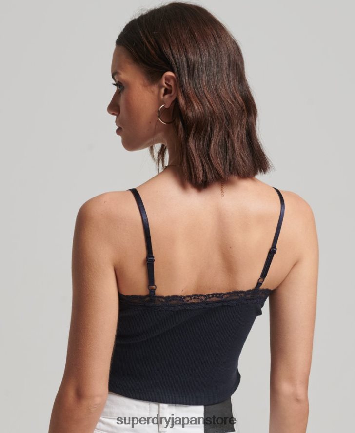 リブレーストリムキャミトップ 女性 Superdry 衣類 海軍 2J62PZ1955