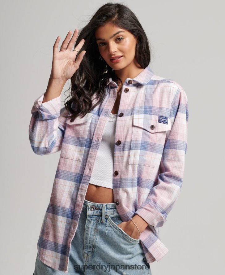 ヴィンテージチェックオーバーシャ​​ツ 女性 Superdry 衣類 ピンク 2J62PZ1958