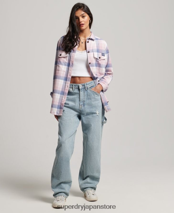 ヴィンテージチェックオーバーシャ​​ツ 女性 Superdry 衣類 ピンク 2J62PZ1958