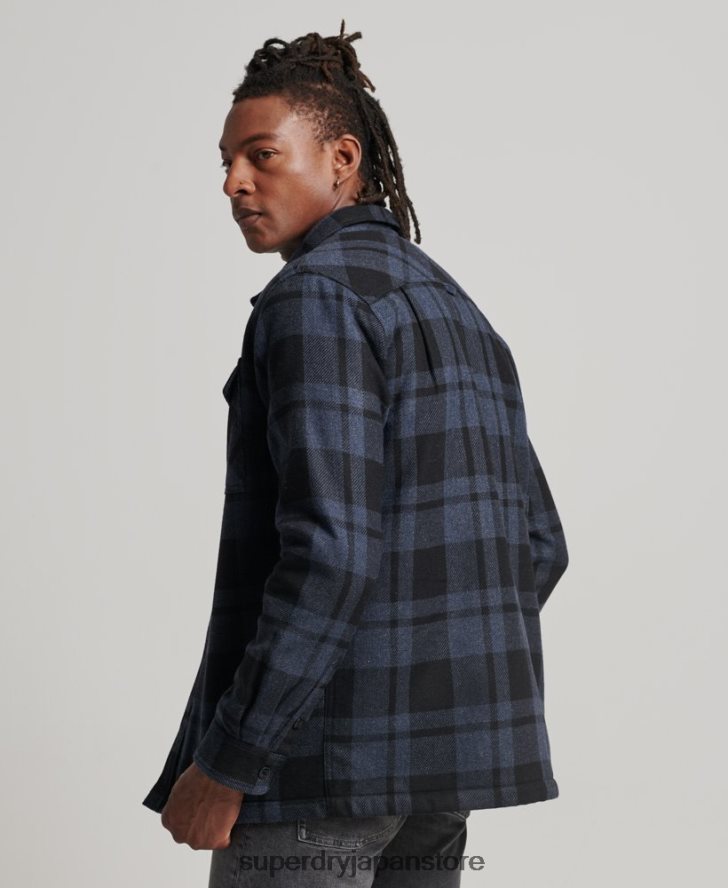 シェルパ裏地ミラーウールオーバーシャ​​ツ 男性 Superdry 衣類 濃い灰色 2J62PZ195