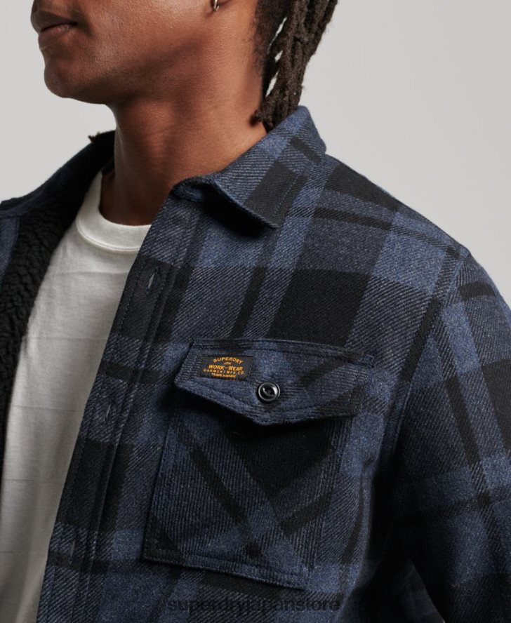 シェルパ裏地ミラーウールオーバーシャ​​ツ 男性 Superdry 衣類 濃い灰色 2J62PZ195