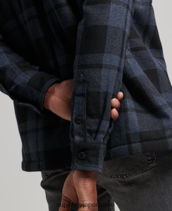 シェルパ裏地ミラーウールオーバーシャ​​ツ 男性 Superdry 衣類 濃い灰色 2J62PZ195