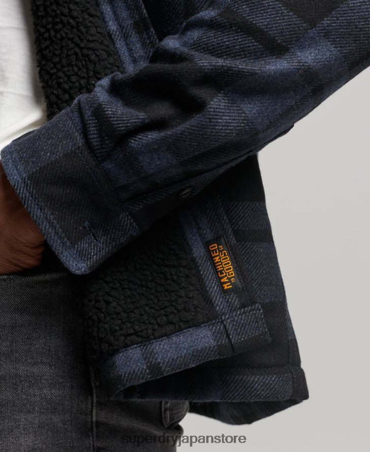 シェルパ裏地ミラーウールオーバーシャ​​ツ 男性 Superdry 衣類 濃い灰色 2J62PZ195