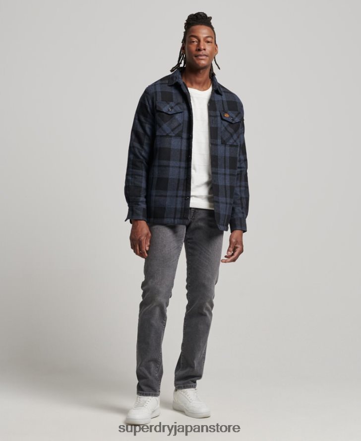 シェルパ裏地ミラーウールオーバーシャ​​ツ 男性 Superdry 衣類 濃い灰色 2J62PZ195