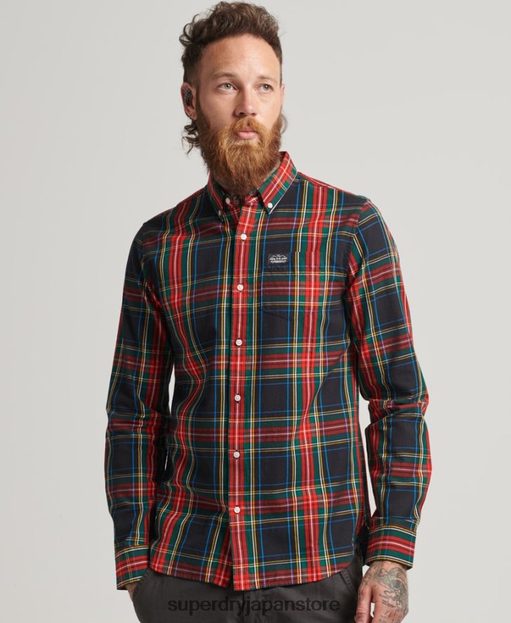 コットンチェックマーチャントシャツ 男性 Superdry 衣類 黒 2J62PZ196
