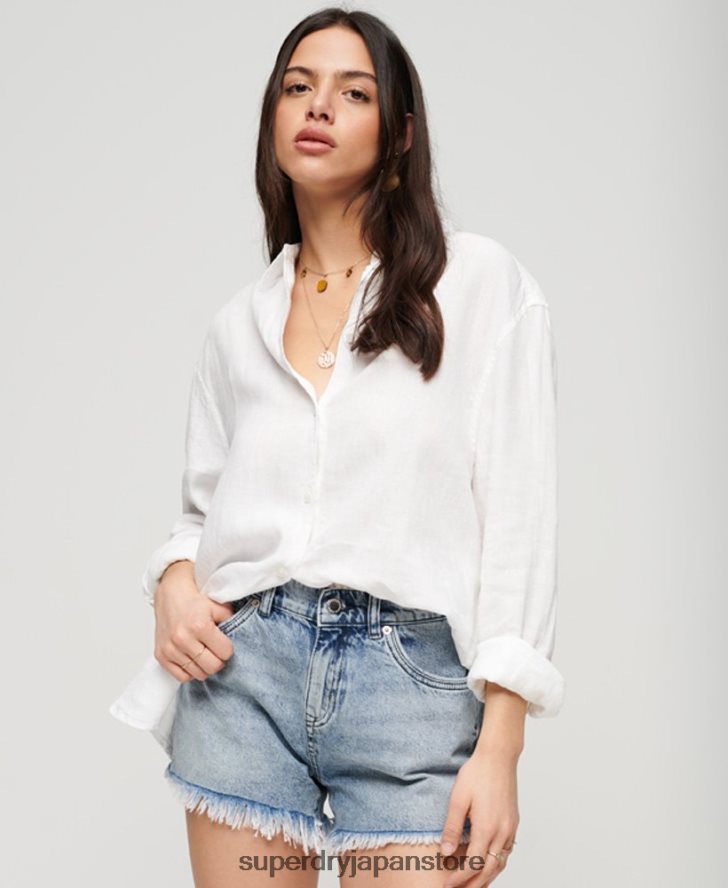 カジュアルリネンボーイフレンドシャツ 女性 Superdry 衣類 白 2J62PZ1969