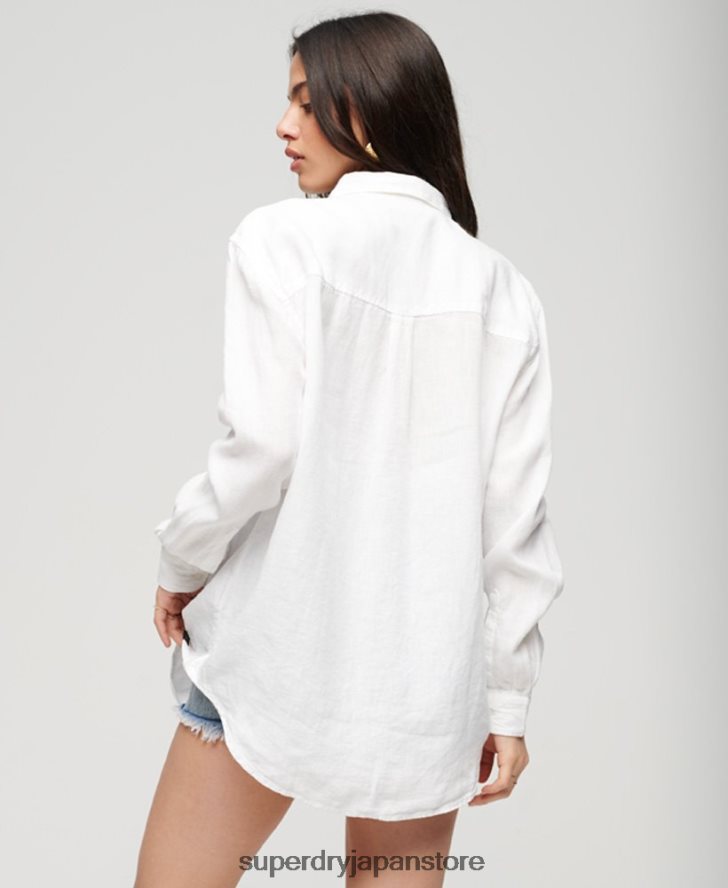 カジュアルリネンボーイフレンドシャツ 女性 Superdry 衣類 白 2J62PZ1969