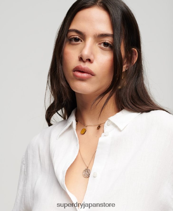 カジュアルリネンボーイフレンドシャツ 女性 Superdry 衣類 白 2J62PZ1969