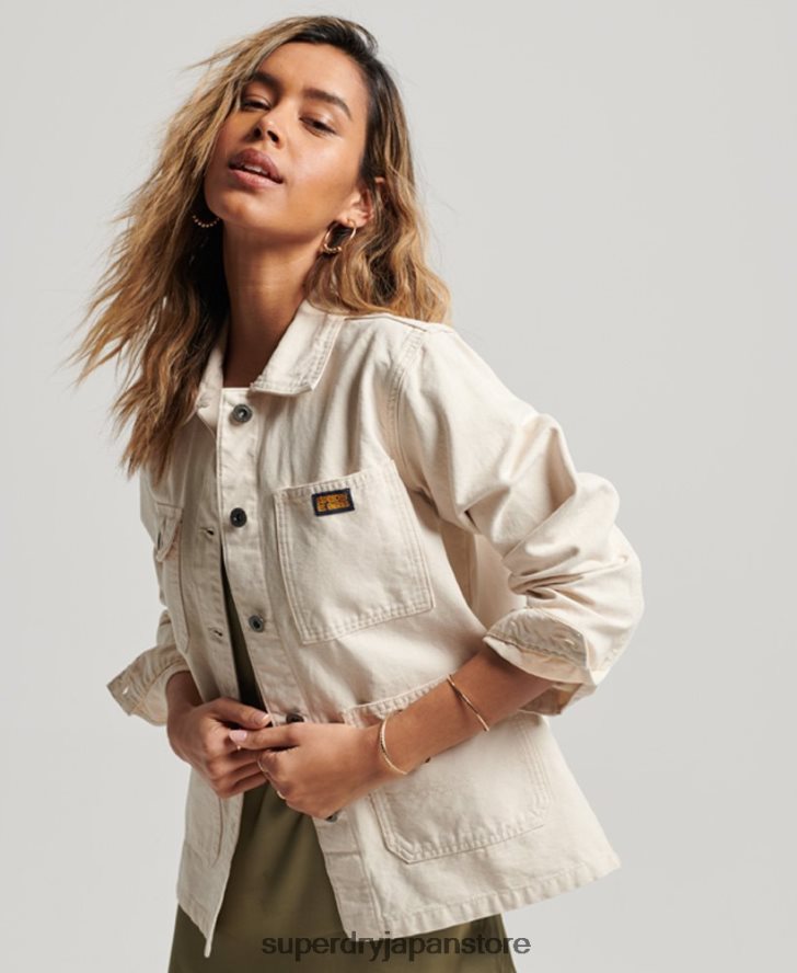 オーガニックコットン ヴィンテージ チョージャケット 女性 Superdry 衣類 クリーム 2J62PZ1970