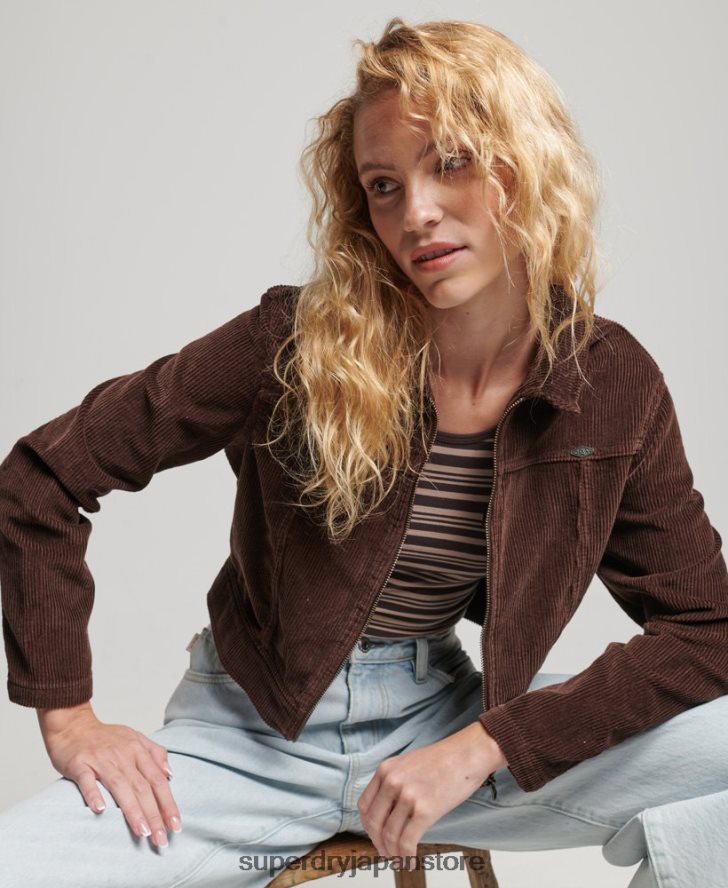 クロップドコードジャケット 女性 Superdry 衣類 茶色 2J62PZ1975