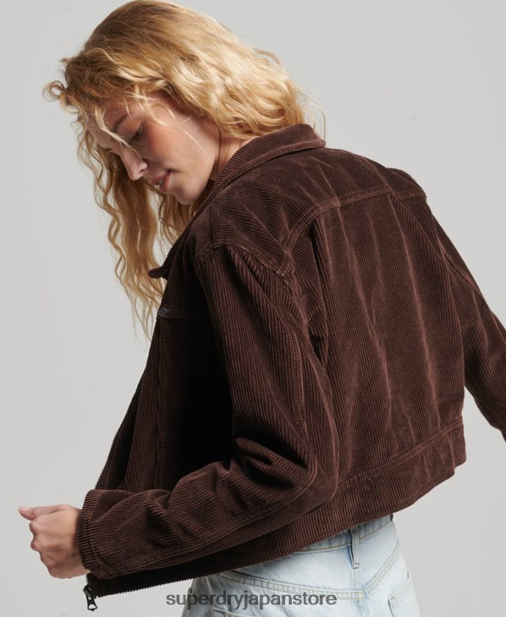 クロップドコードジャケット 女性 Superdry 衣類 茶色 2J62PZ1975