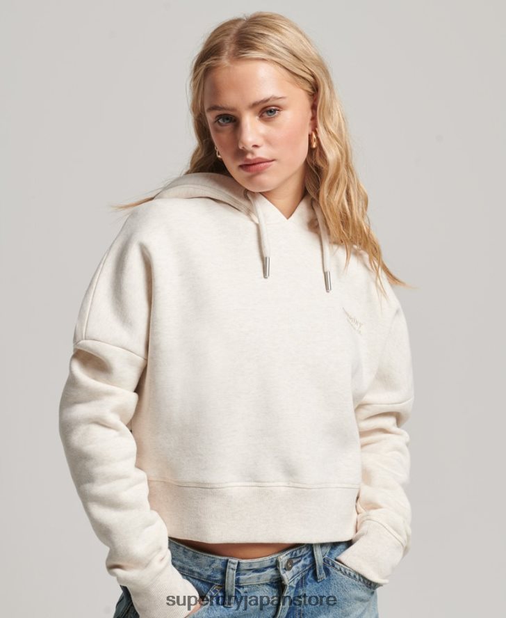 ヴィンテージロゴクロップパーカー 女性 Superdry 衣類 クリーム 2J62PZ1977