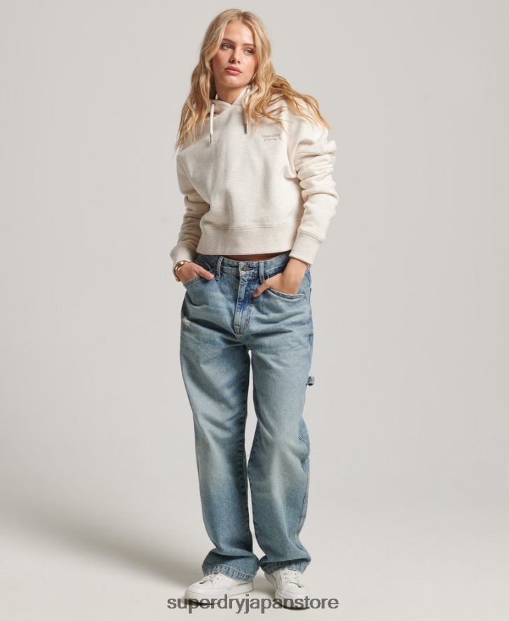 ヴィンテージロゴクロップパーカー 女性 Superdry 衣類 クリーム 2J62PZ1977